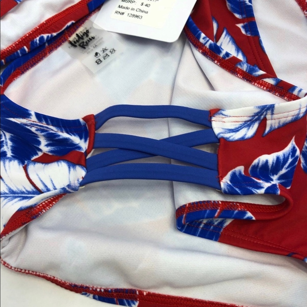 bikini set NWT size M cascading leaves crisscross back - Picture 5 of 6